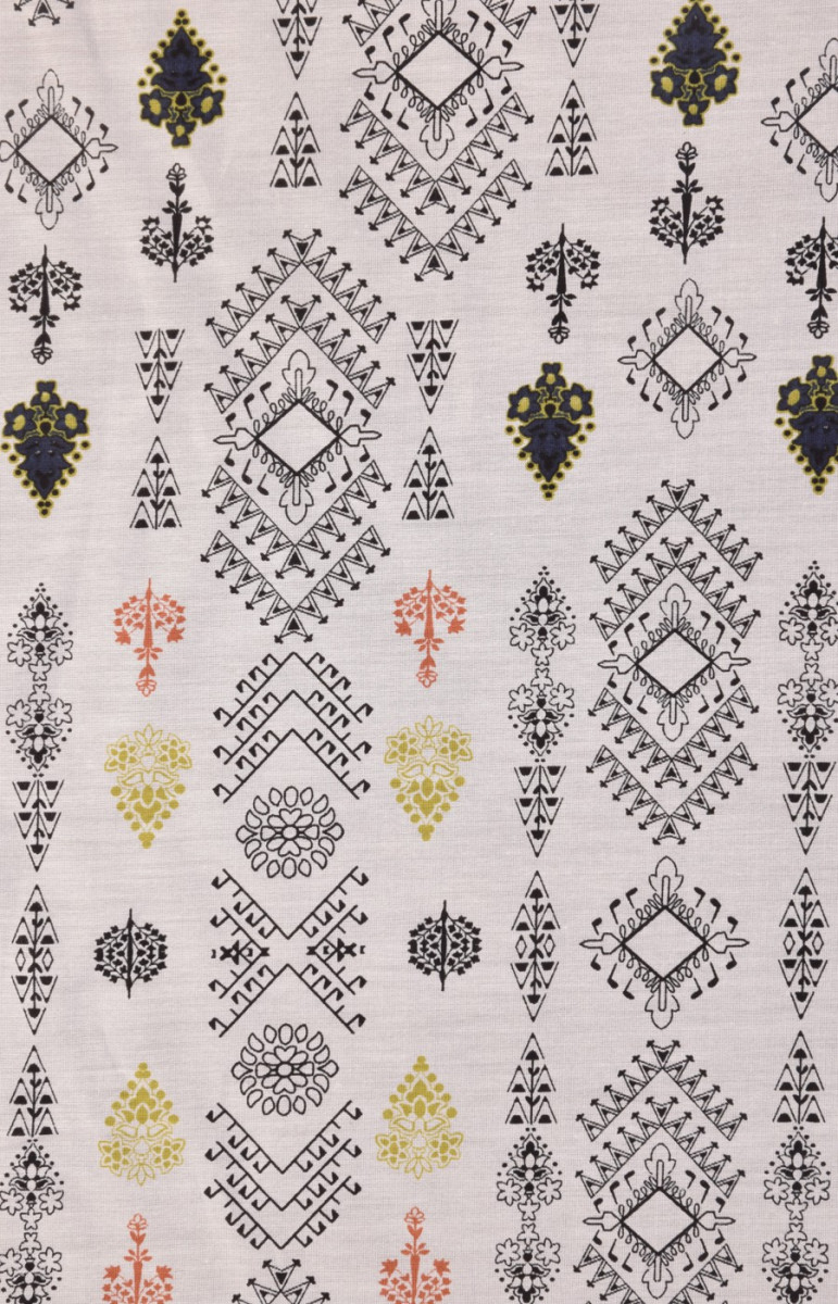 Printed batiste with Aztec patterns COUPON 170cm