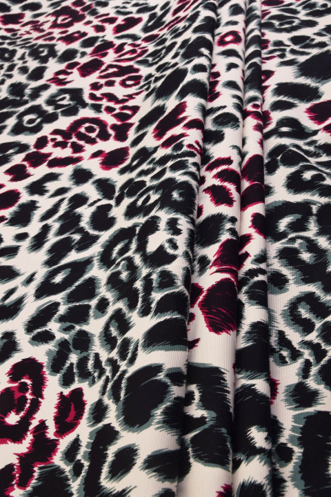 Katoenen grosgrain met luipaardprint