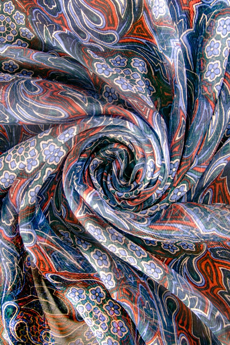 Mønstret silkechiffon