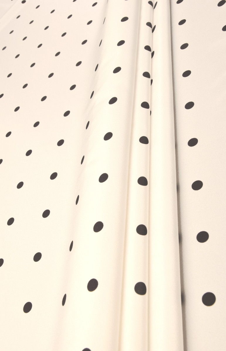 Crêpe di seta écrù a pois