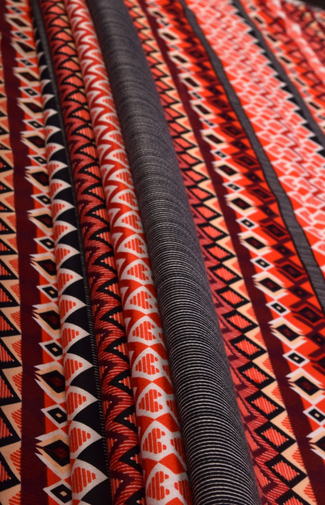 Cotton with geometric stripes