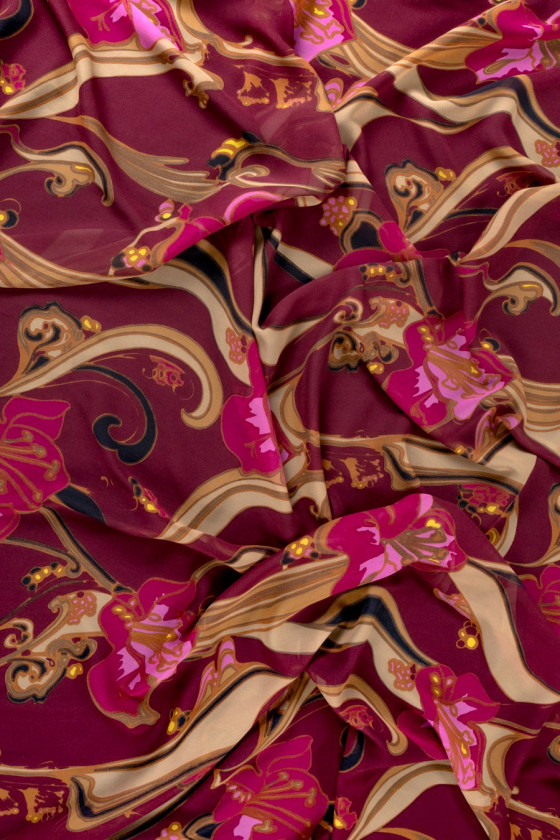 Gebloemde zijden chiffon