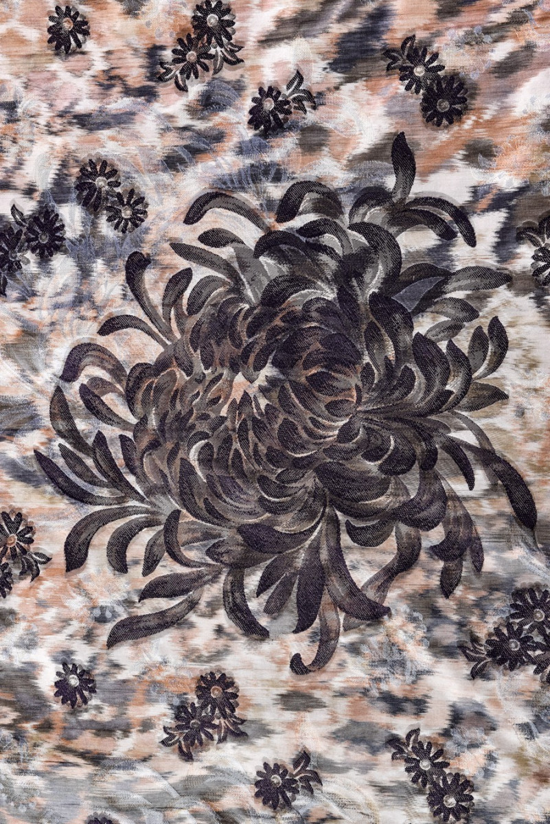 Žakár s květinami KUPÓN 150cm