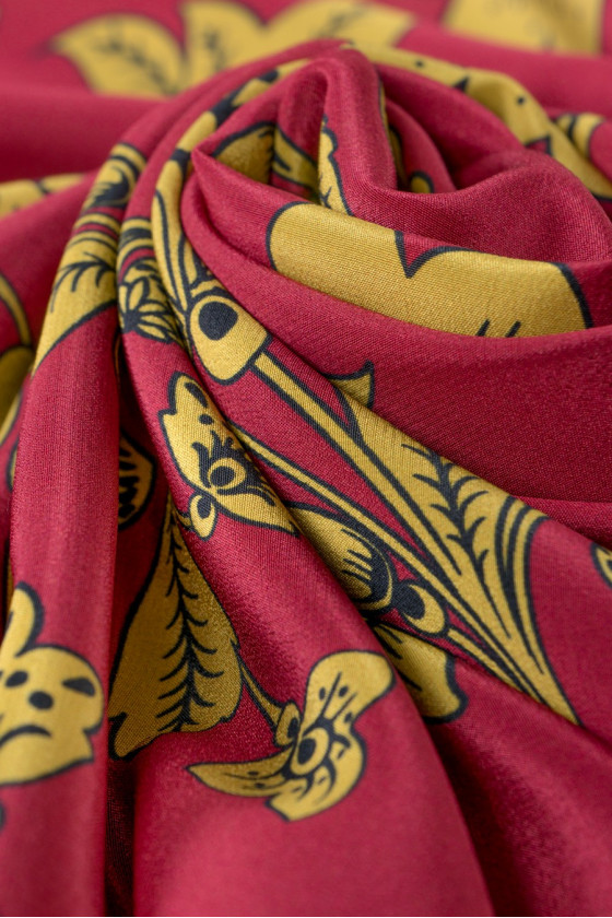 Jedwabna krepa sygnowana w kwiaty KUPON 145cm