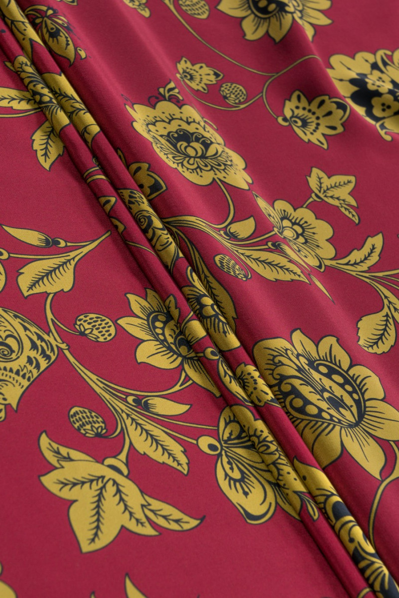 Jedwabna krepa sygnowana w kwiaty KUPON 145cm