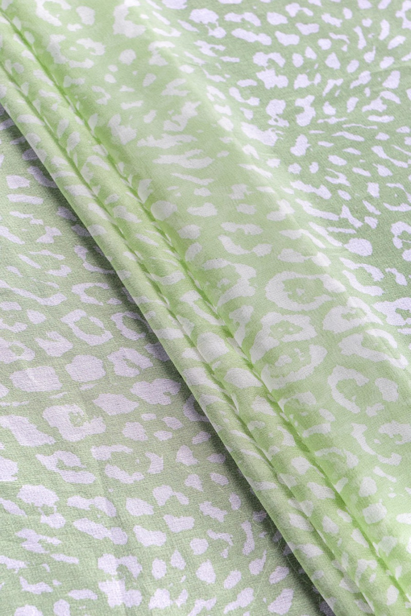 Silk georgette green and white leopard print