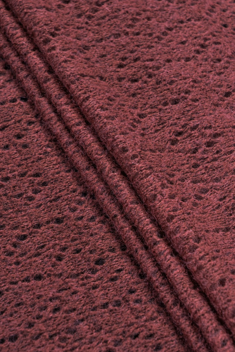 Åben sweater strikket bordeaux KUPON 100cm