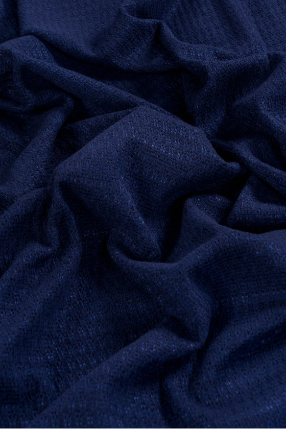 Opengewerkte trui gebreid marineblauw
