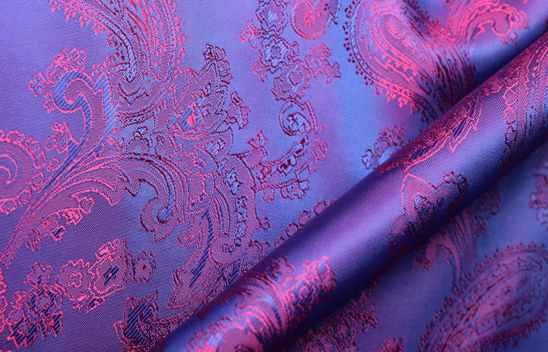 Fuchsia/navy blue jacquard lining COUPON 90cm