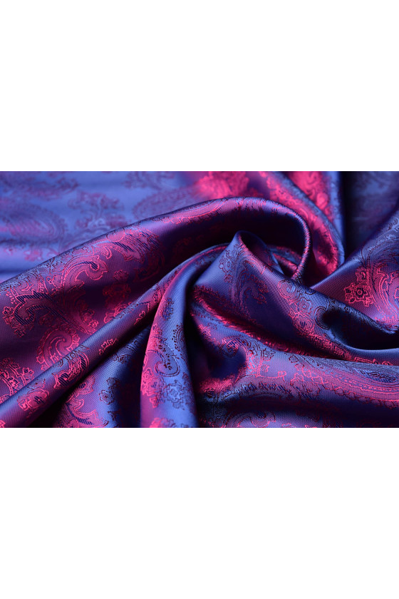 Jacquard fuksia / tumesinine KUPON vooder 90 cm