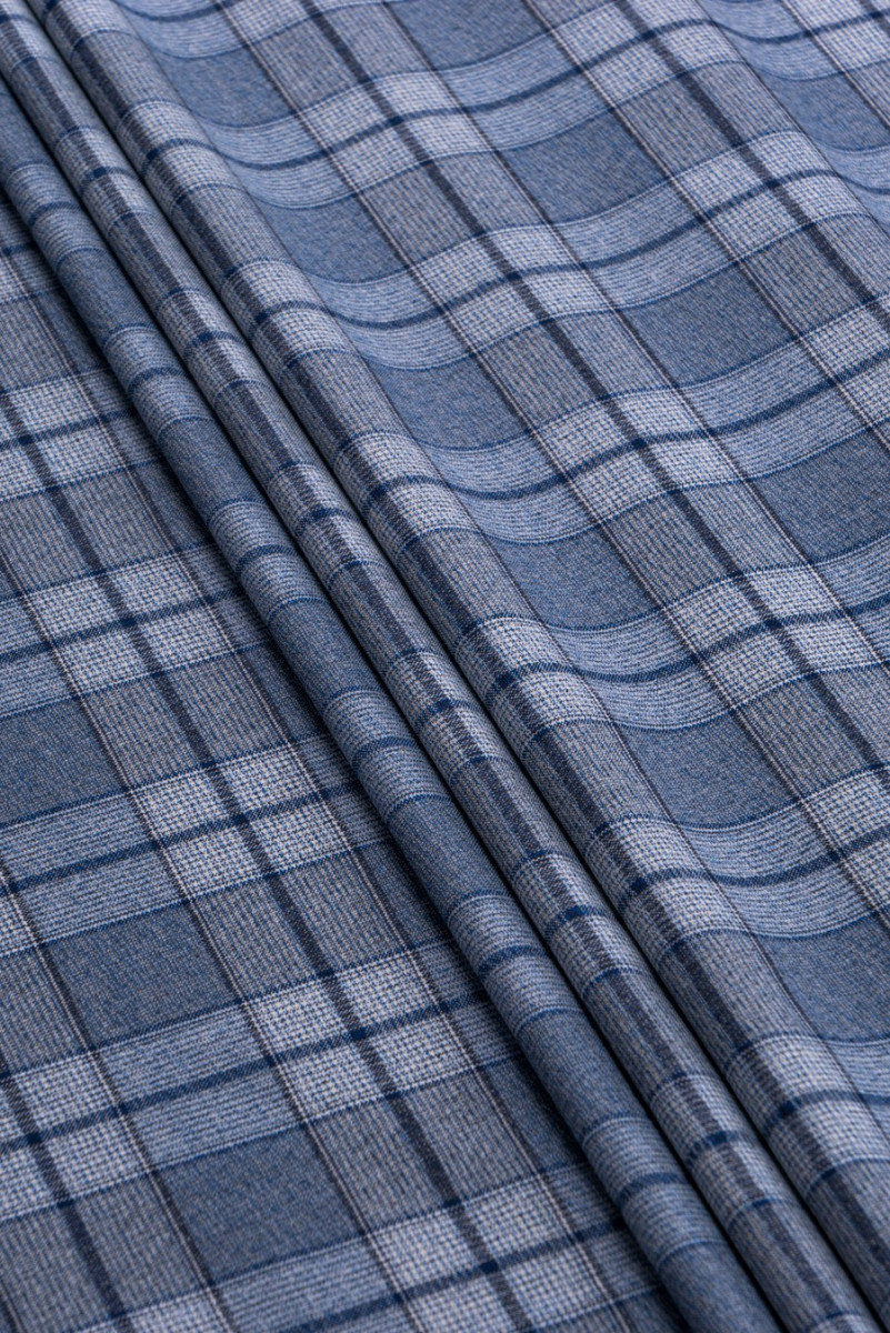 Blue plaid costume wool