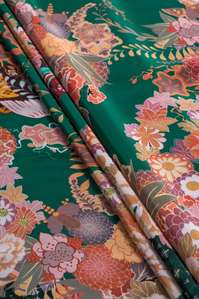 Satin silk oriental pattern