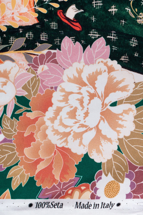 Silk fabric in flowers
