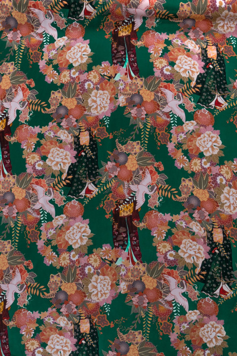 Silk fabric in flowers