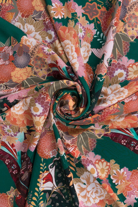 Silk fabric in flowers