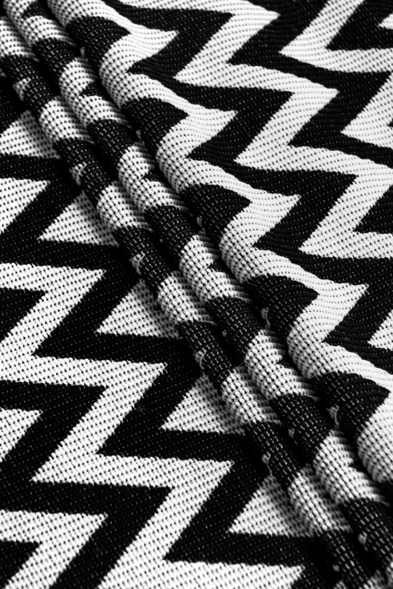 Wool fabric with white and black zigzags