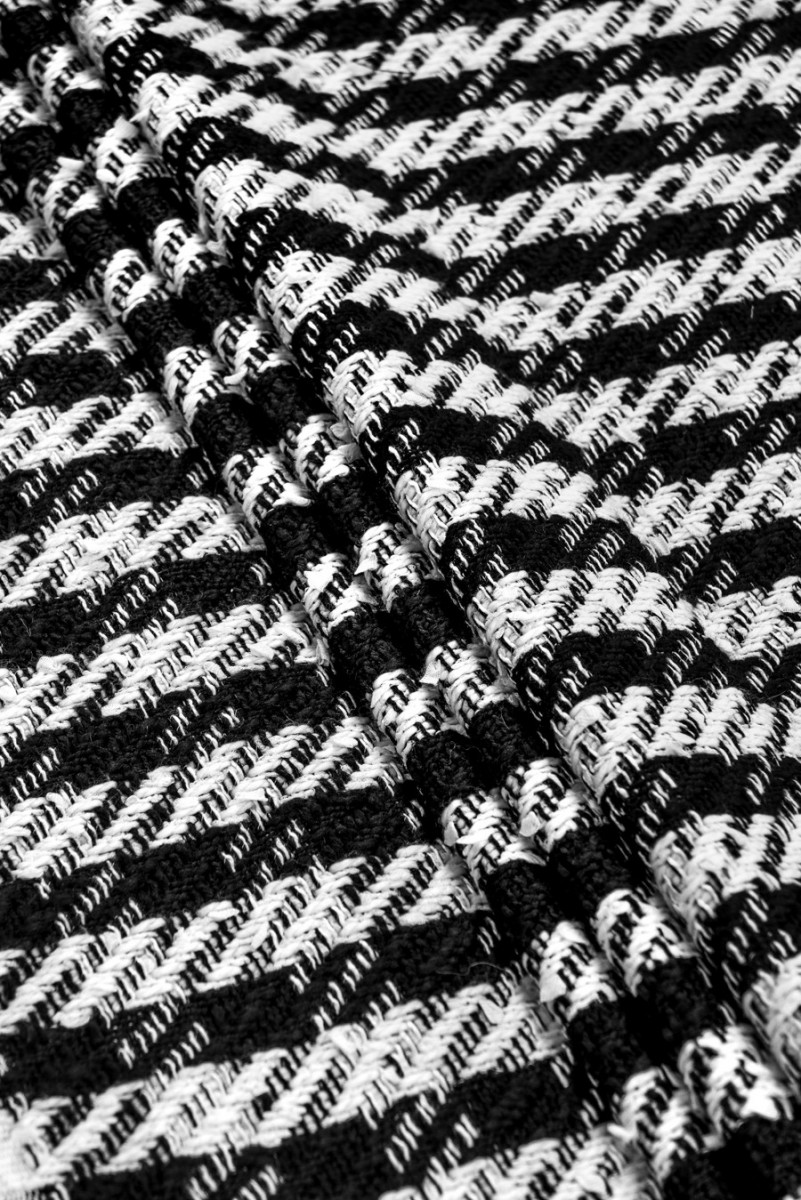 Tissu de costume à carreaux noir et blanc