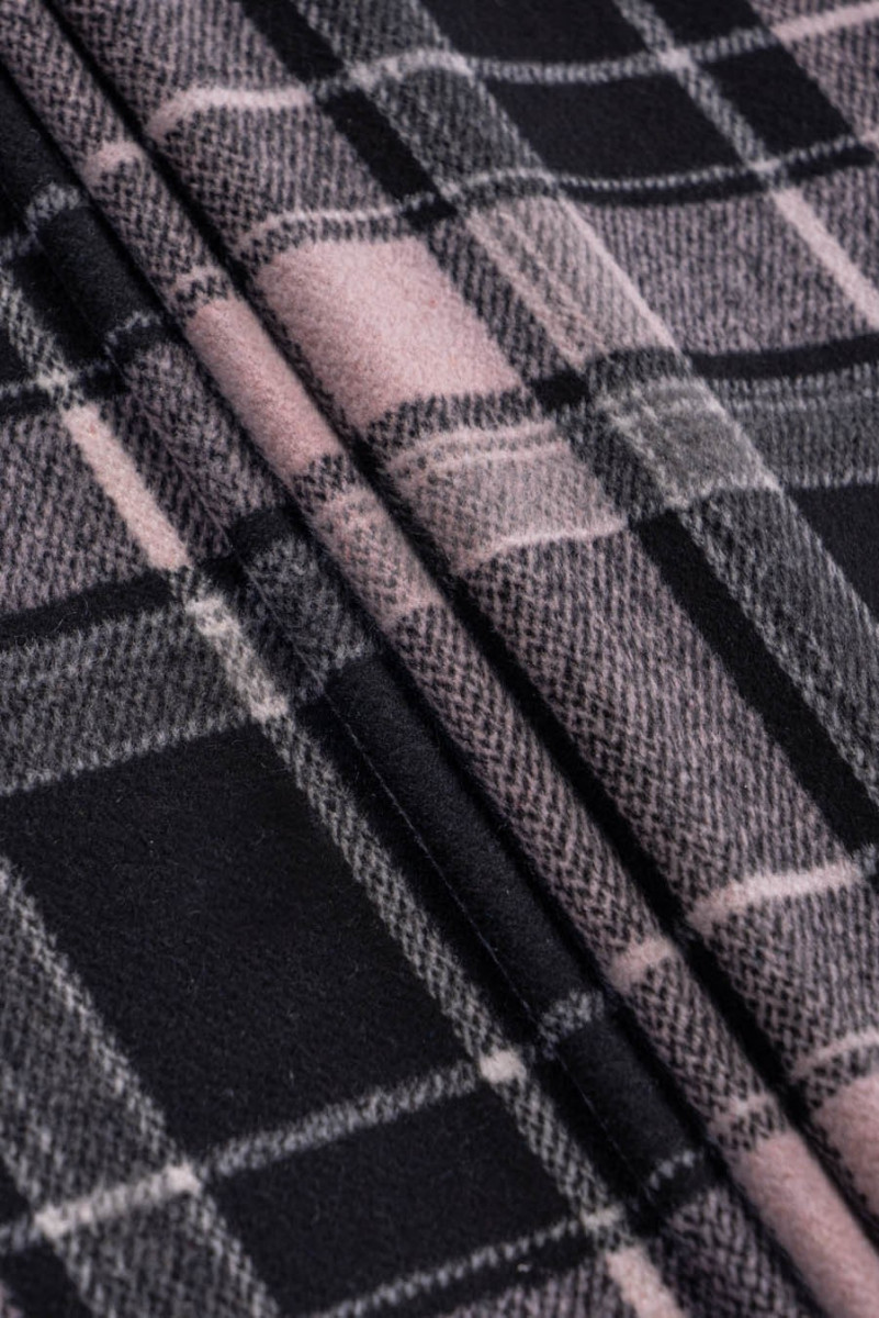 Black and pink check coat fabric