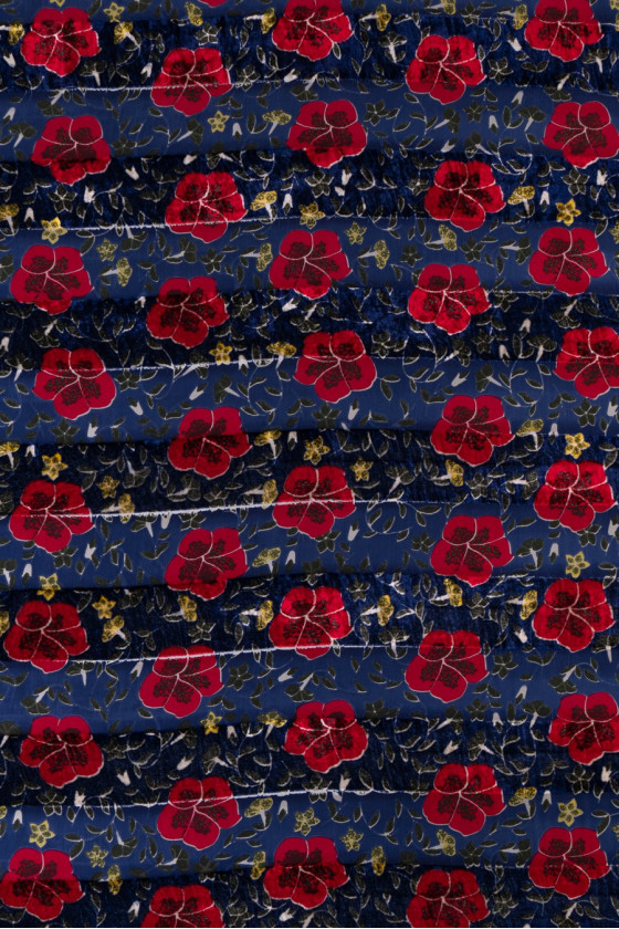 Silk-viscose velour with flowers COUPON 120cm