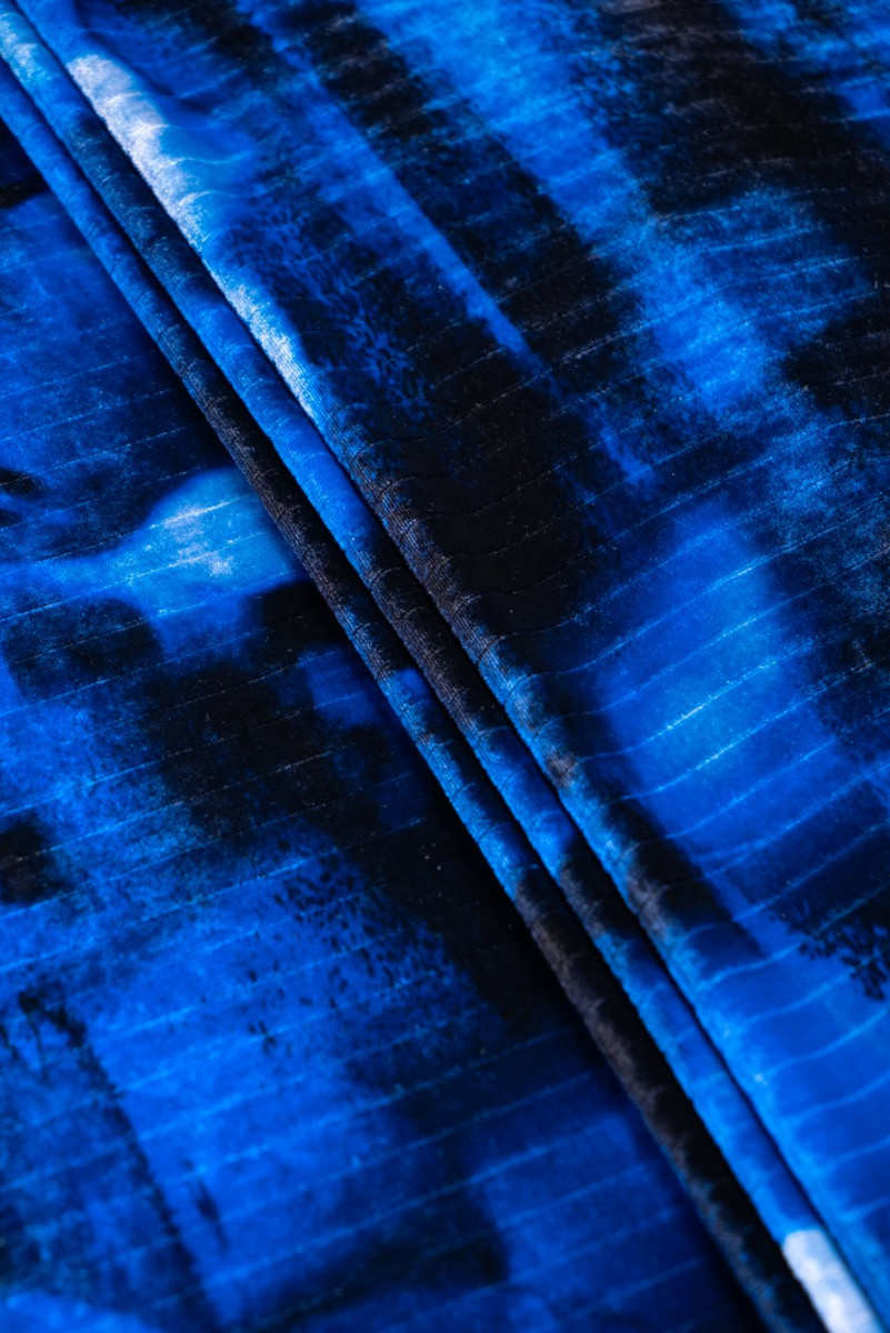 Terciopelo de viscosa-seda azul marino