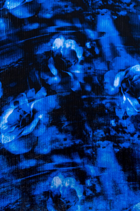 Viscose-silk velour navy blue