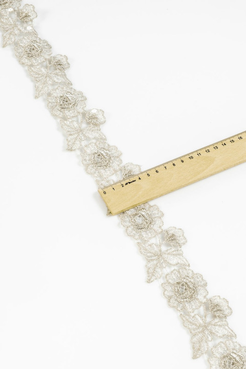 Guipure tape beige - zilver