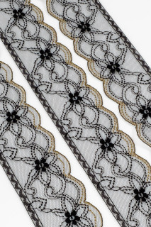 Fascia in pizzo nero e oro