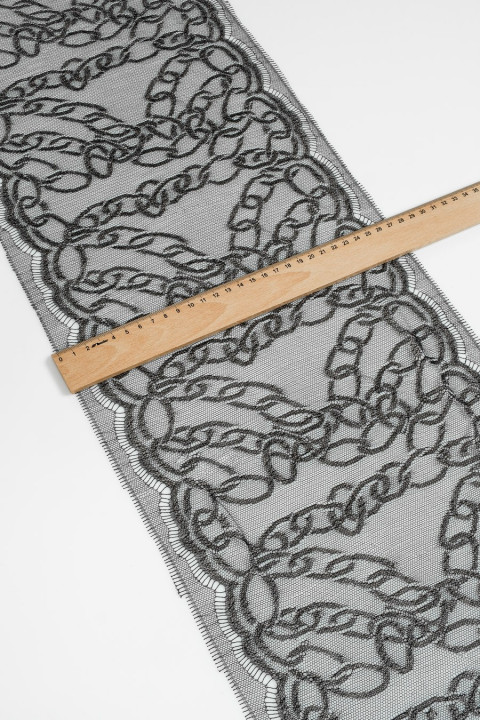Cinta de encaje gris-plateada
