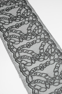 Fettuccia in pizzo grigio-argento