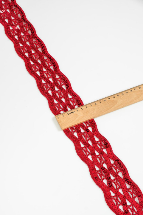 Tape with sequins dark red
