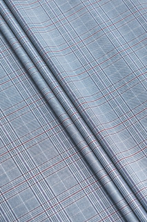 Geruit polyviscose blauw