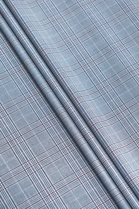 Azul poliviscosa a cuadros