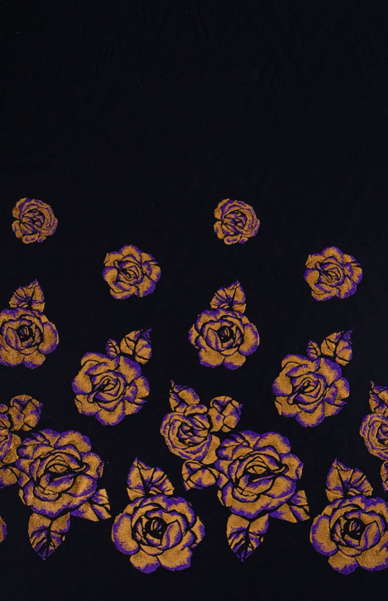 Jacquard nero con fiori COUPON 120cm
