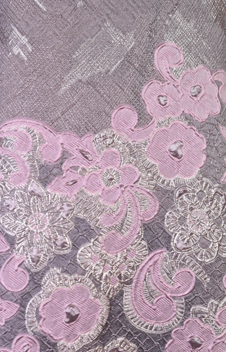 Jacquard in flowers pink and gold