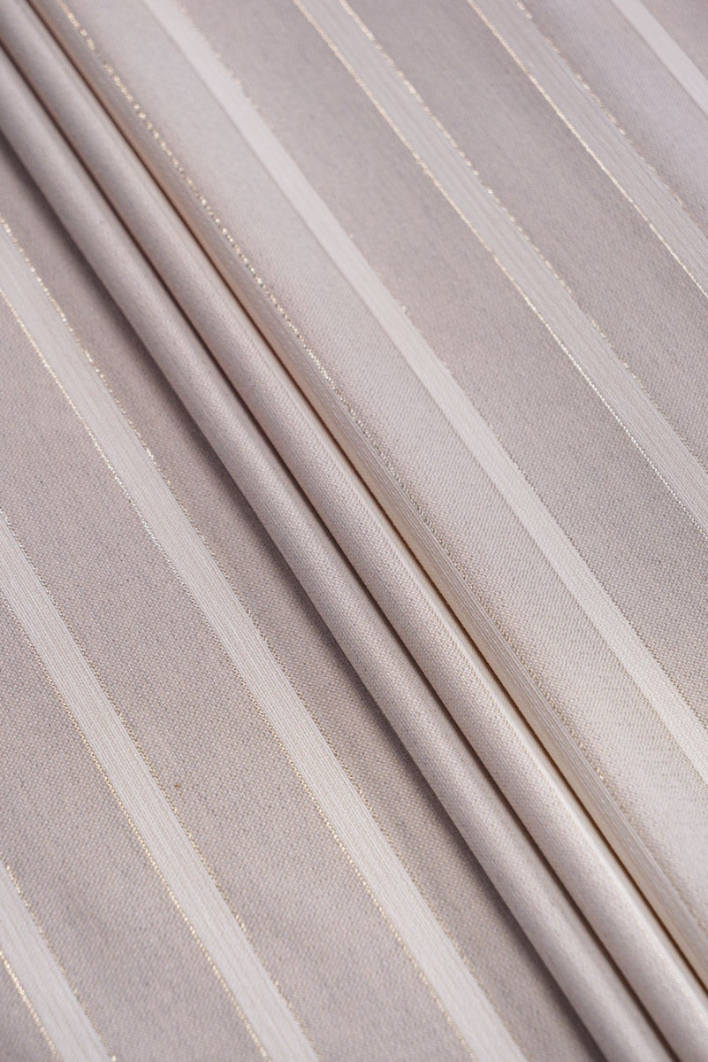 Linen-polyester striped jacquard with gold thread