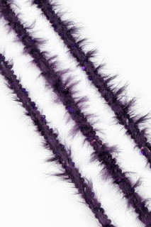 Tape with rabbit fur and purple sequins