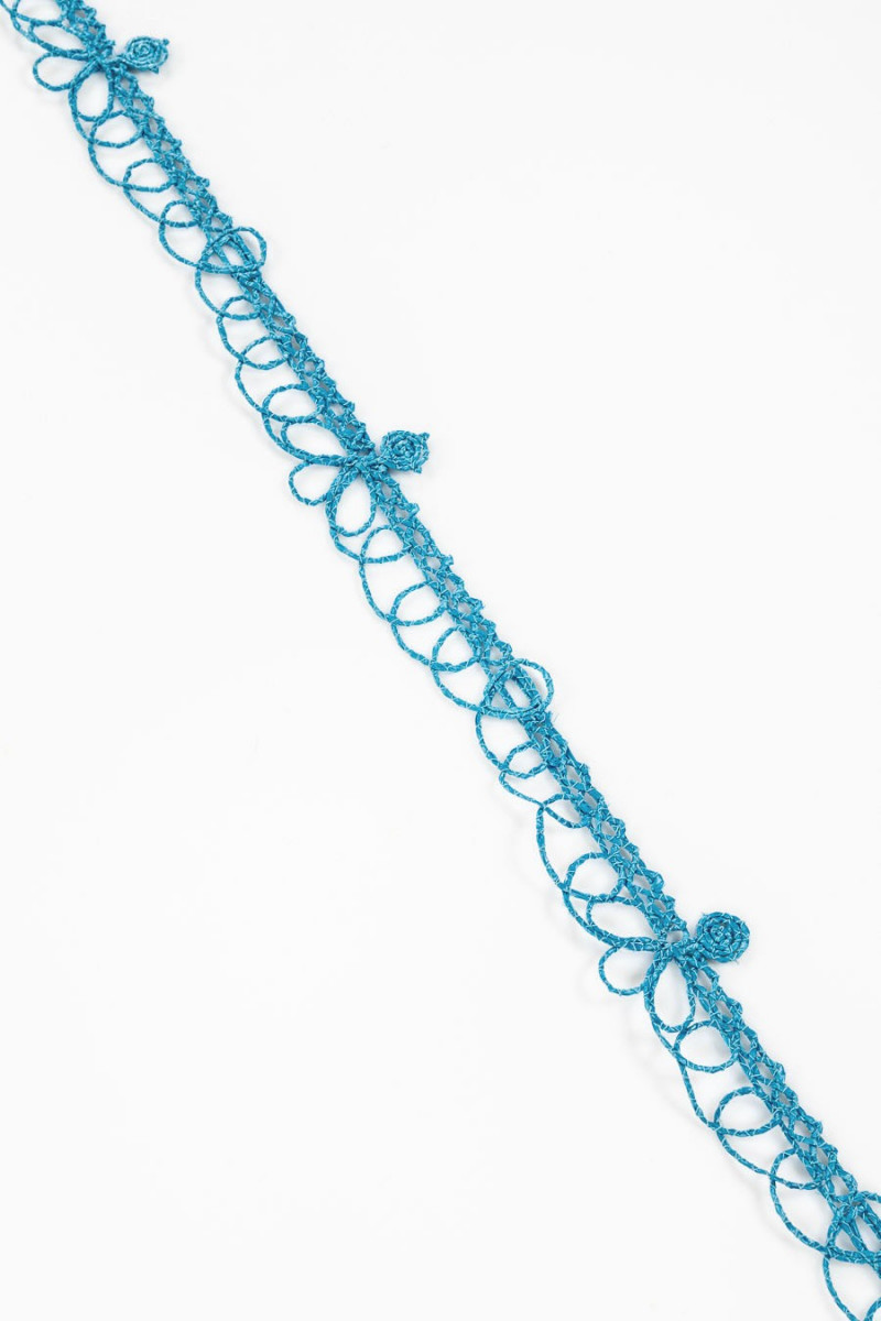 Fournituren band blauwe raffia COUPON 155cm