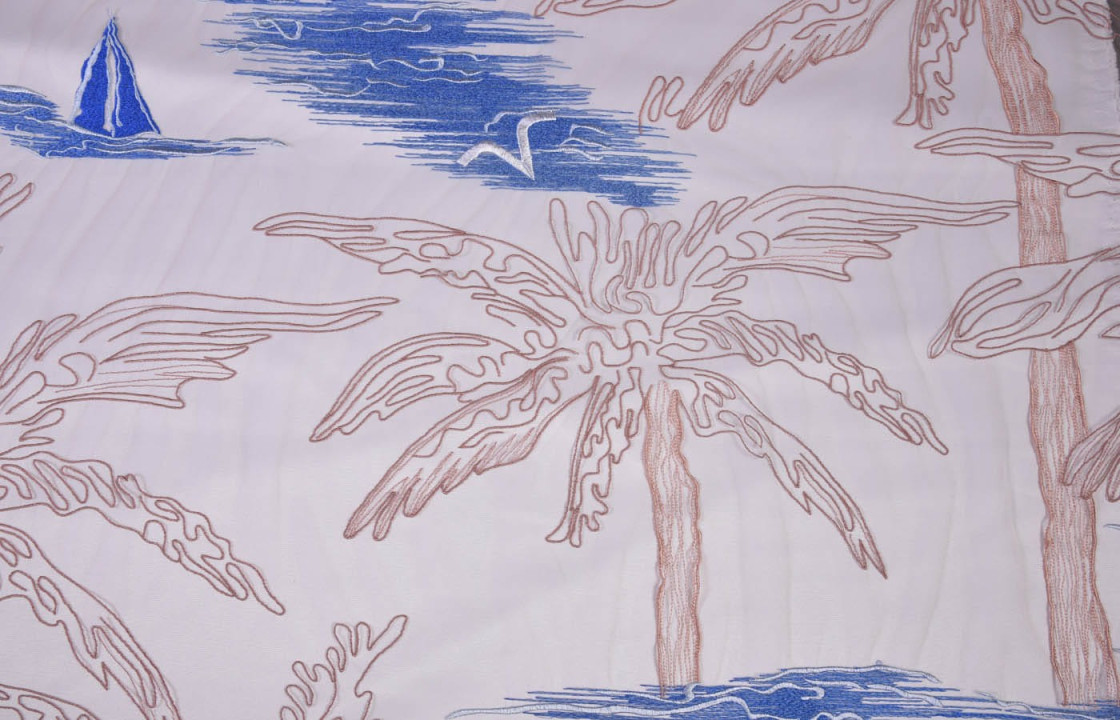 Tulle embroidered paradise island