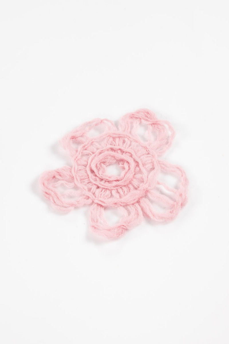 Applique grande fiore di lana rosa