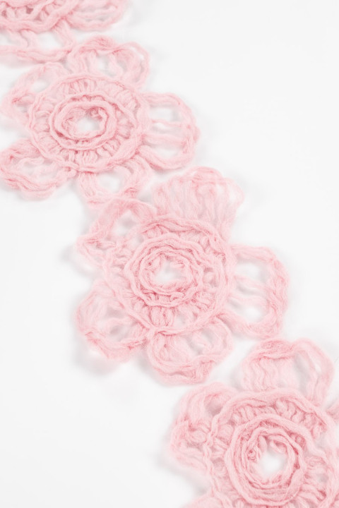 Roze wol bloem grote applique