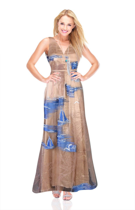 Geborduurd tule paradijselijk eiland