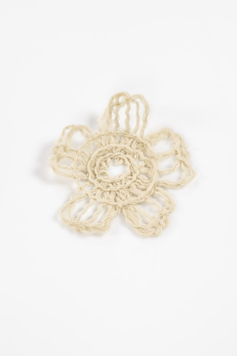 Wol bloem beige grote applique