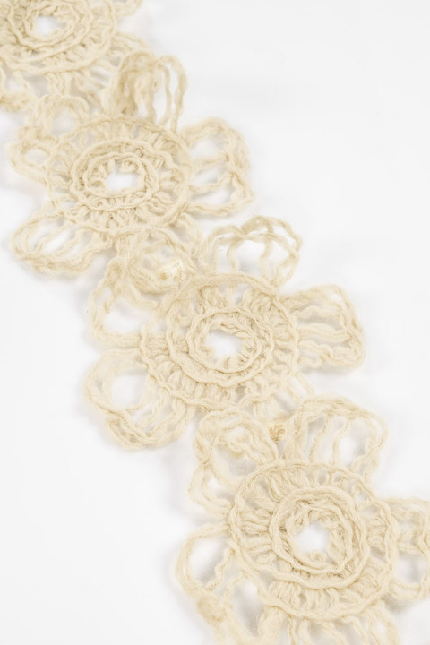 Wol bloem beige grote applique