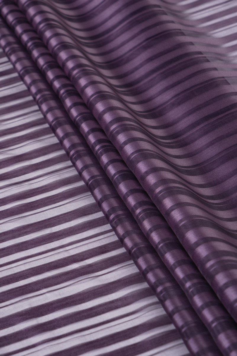 Striped purple silk organza