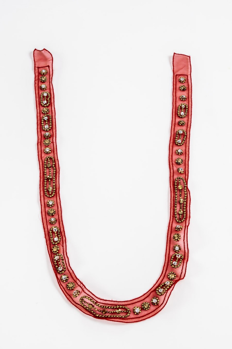 Red appety with golden beads - neckline