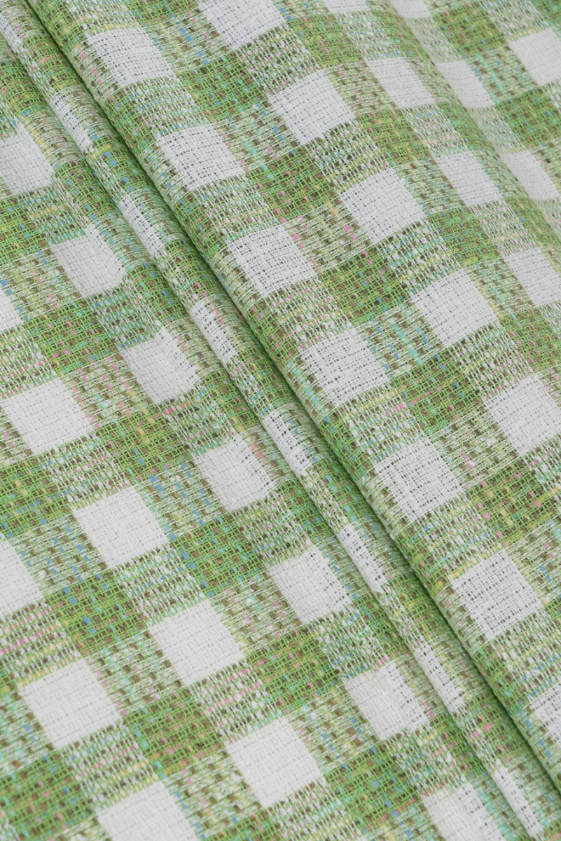 Chanel fabric white and green plaid