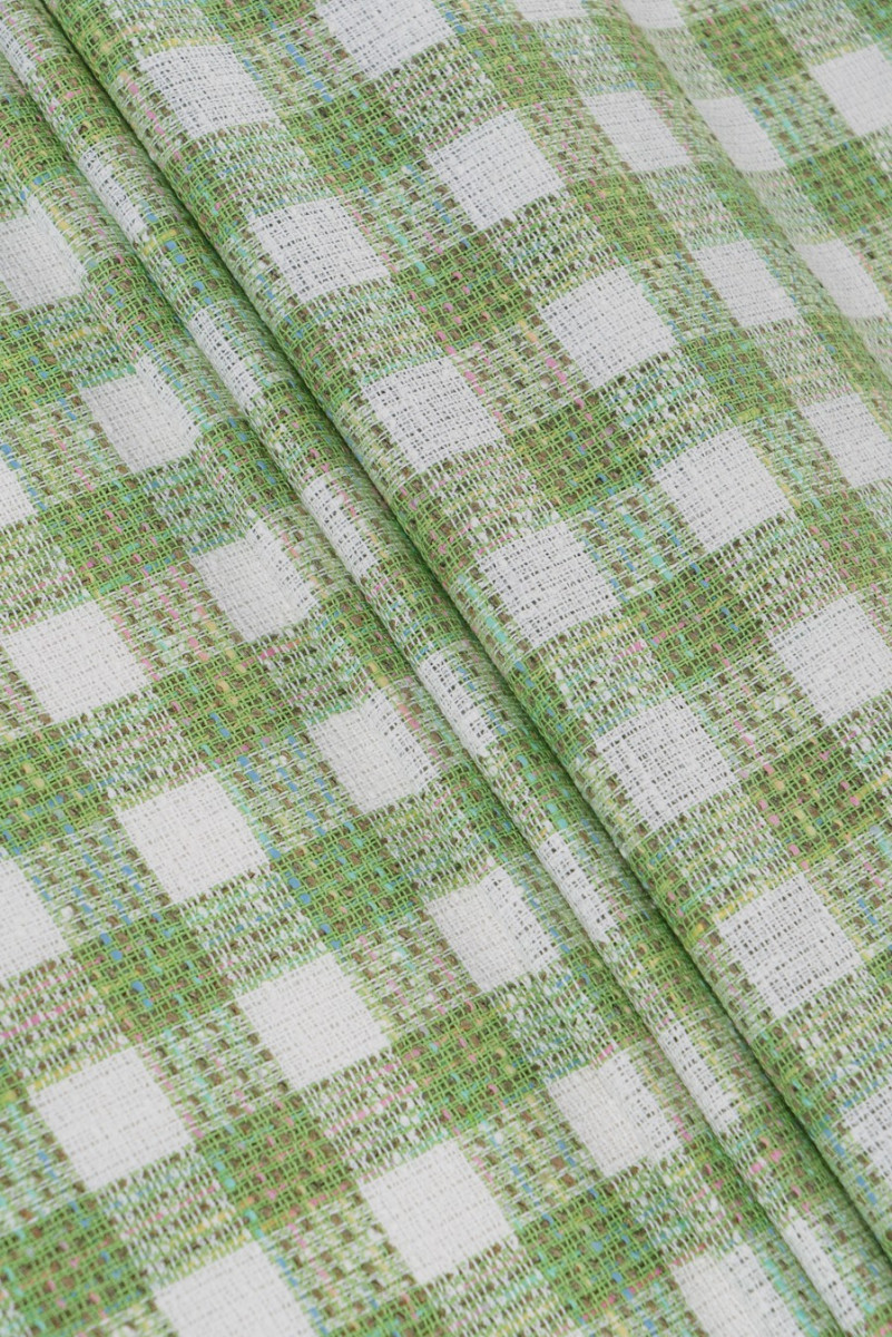 Chanel tissu à carreaux blanc et vert