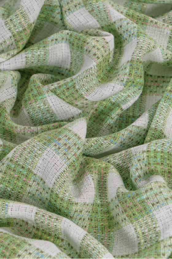 Chanel țesătură albă și verde verificare