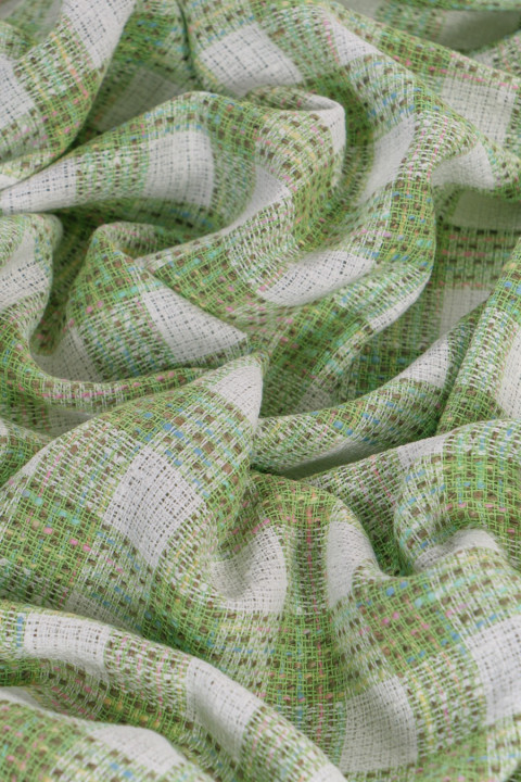 Chanel fabric white and green plaid