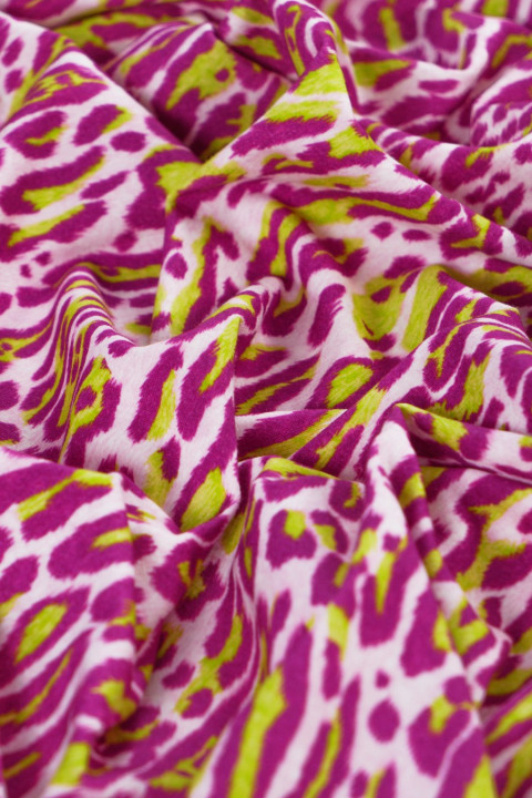 Cotton knitted fabric - colorful panther